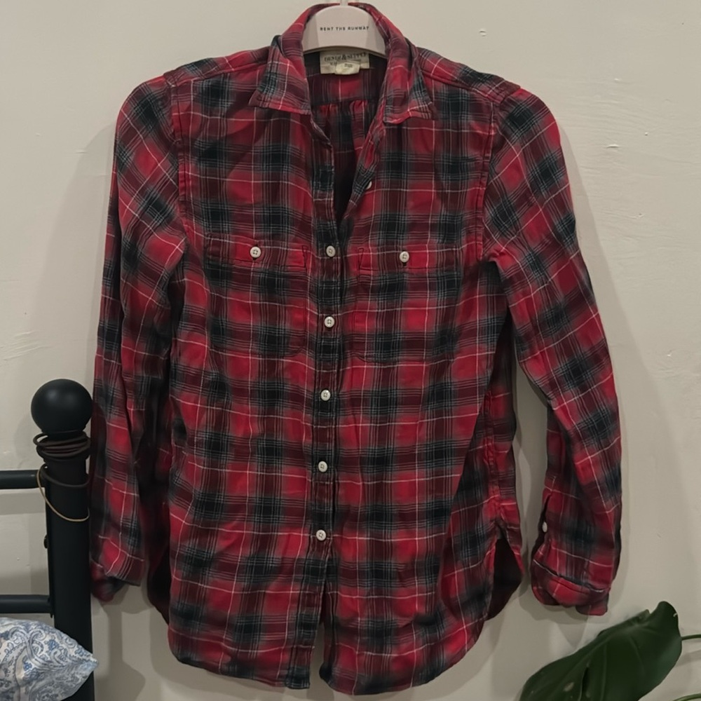 Red flannel button down shirt